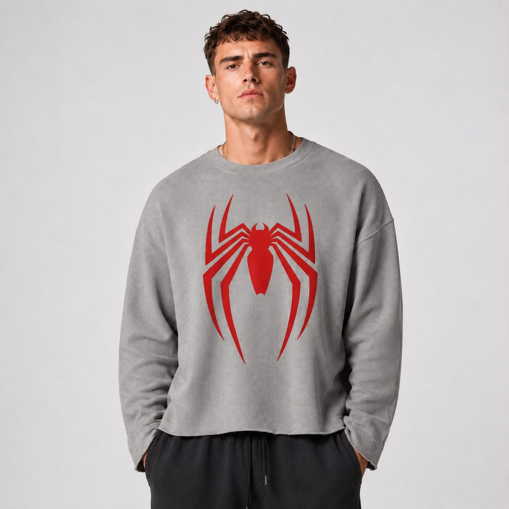 Spider-Man Boxy Fit Waffle Oversized T-Shirt | Premium Streetwear Sweatshirt
