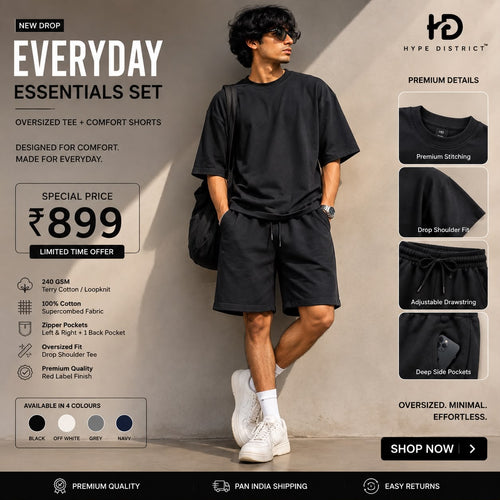 Everyday Essentials Oversized T-Shirt & Comfort Shorts Set | 240 GSM 100% Cotton