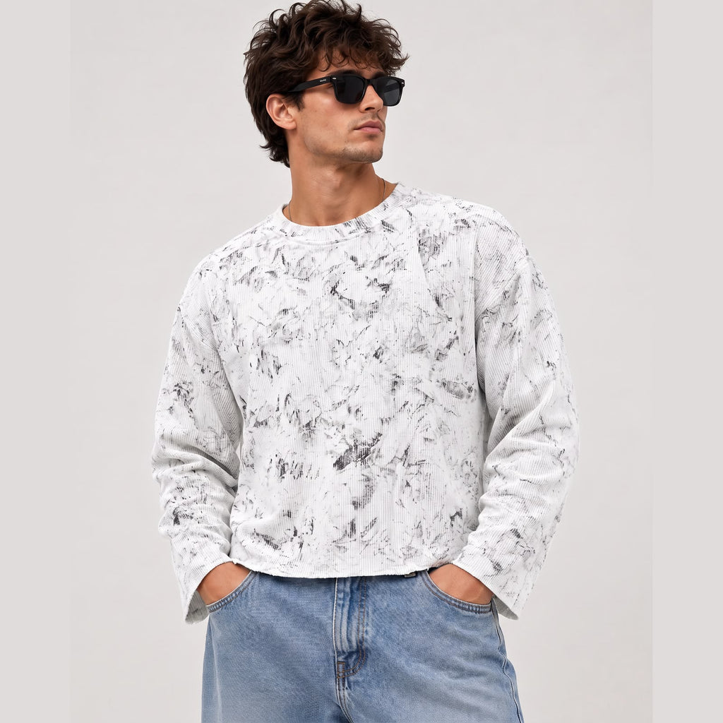 HYPE.DISTRIXT™ Vintage Fade Boxy Long Sleeve Tee – Midnight Grey