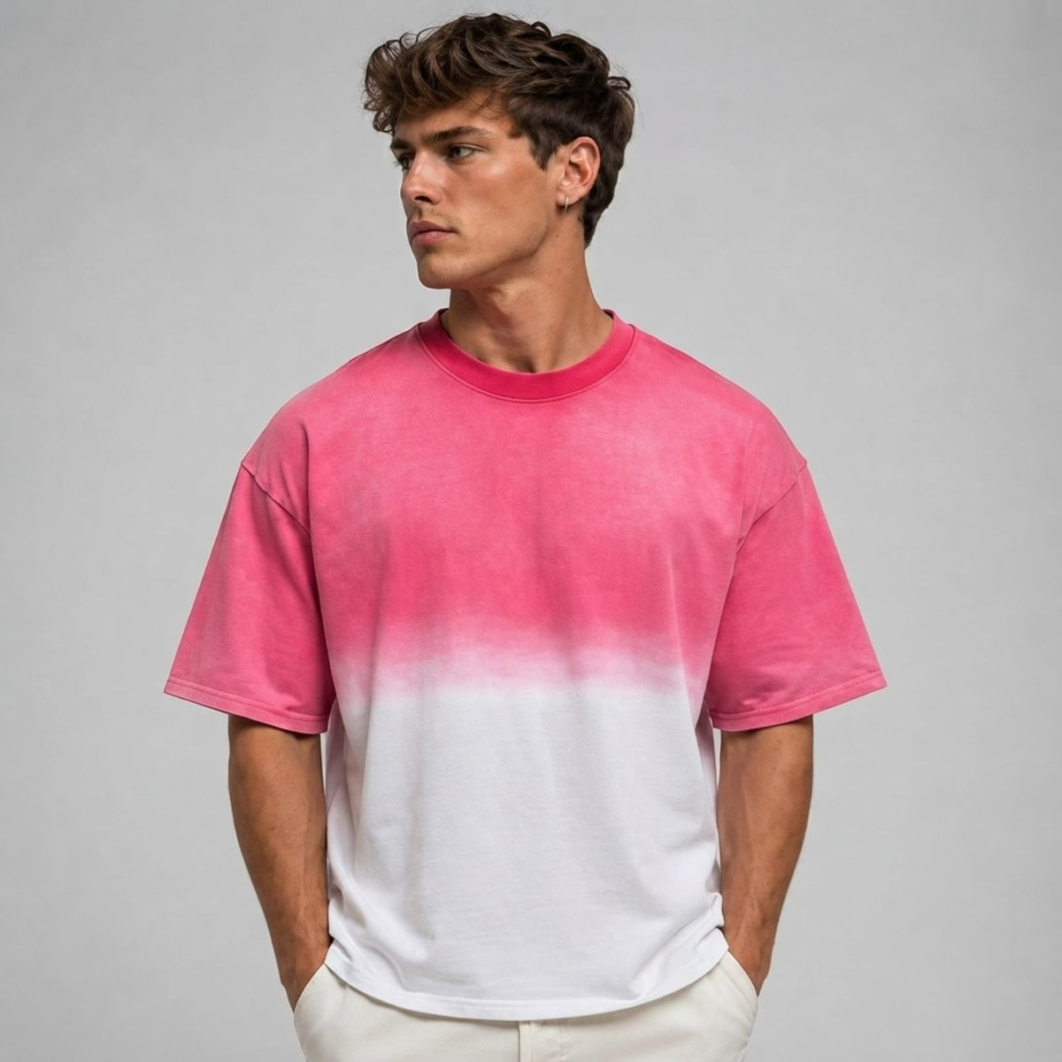 Premium Ombre Fade Oversized Boxy Fit T-Shirt | Heavyweight 100% Cotton Streetwear Tee | 240 GSM