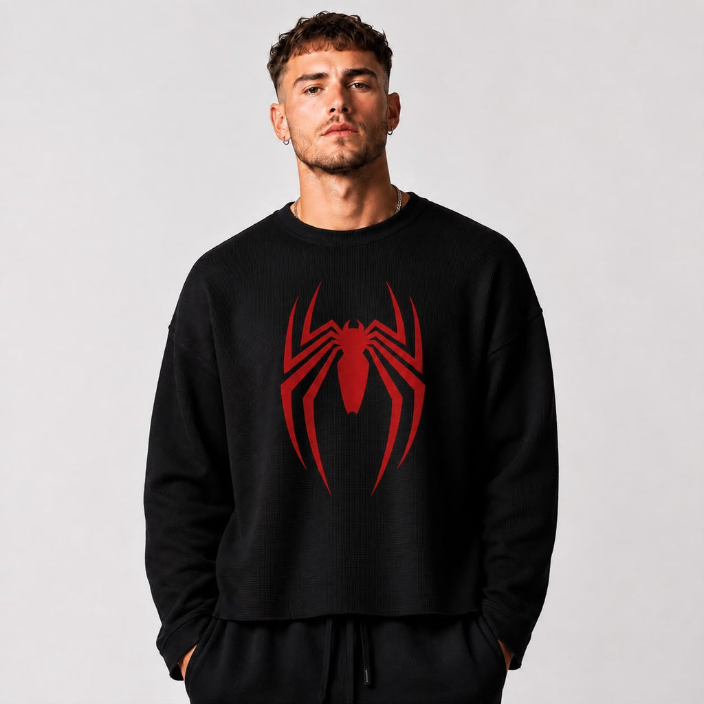 Spider-Man Boxy Fit Waffle Oversized T-Shirt | Premium Streetwear Sweatshirt