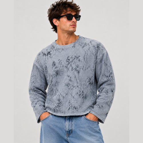 HYPE.DISTRIXT™ Vintage Fade Boxy Long Sleeve Tee – Midnight Grey