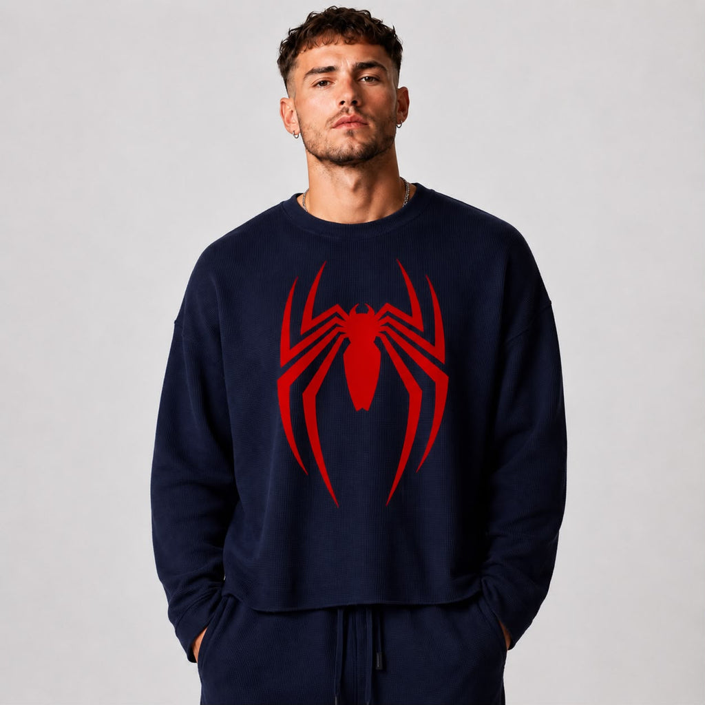 Spider-Man Boxy Fit Waffle Oversized T-Shirt | Premium Streetwear Sweatshirt