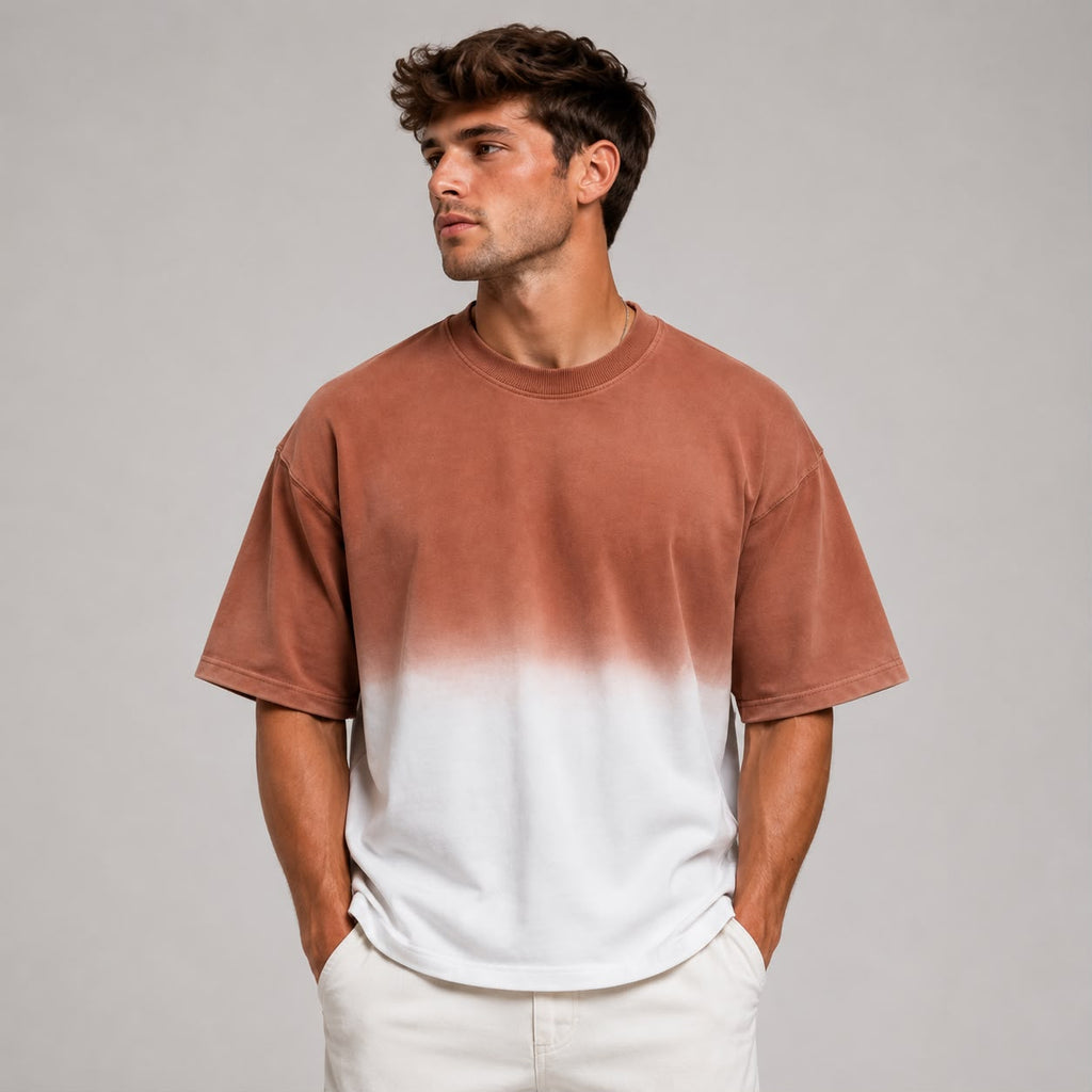 Premium Ombre Fade Oversized Boxy Fit T-Shirt | Heavyweight 100% Cotton Streetwear Tee | 240 GSM