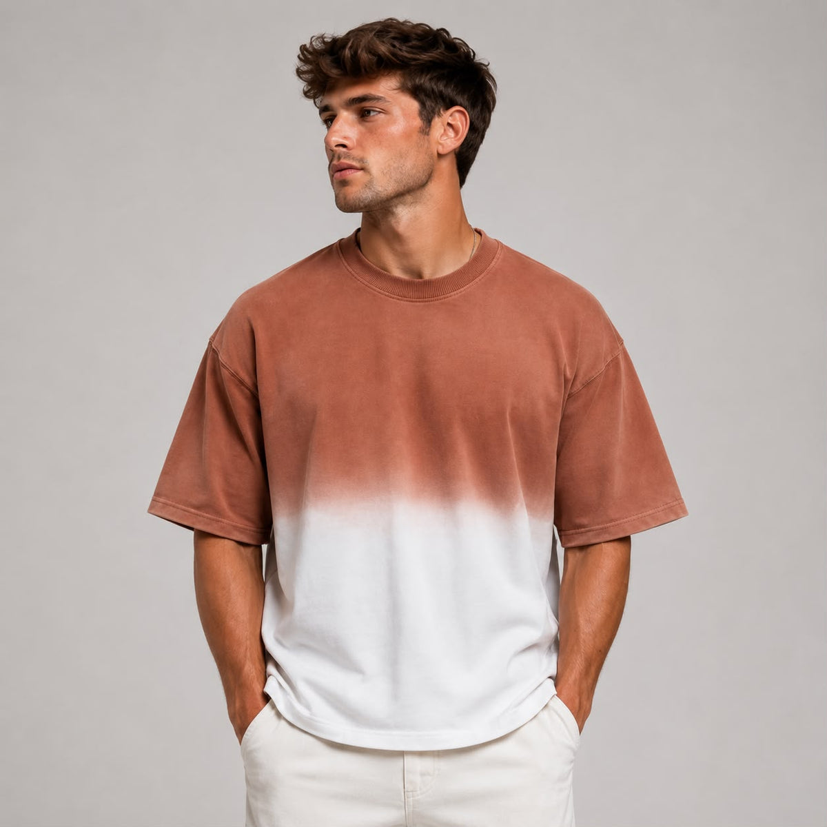 Premium Ombre Fade Oversized Boxy Fit T-Shirt | Heavyweight 100% Cotton Streetwear Tee | 240 GSM