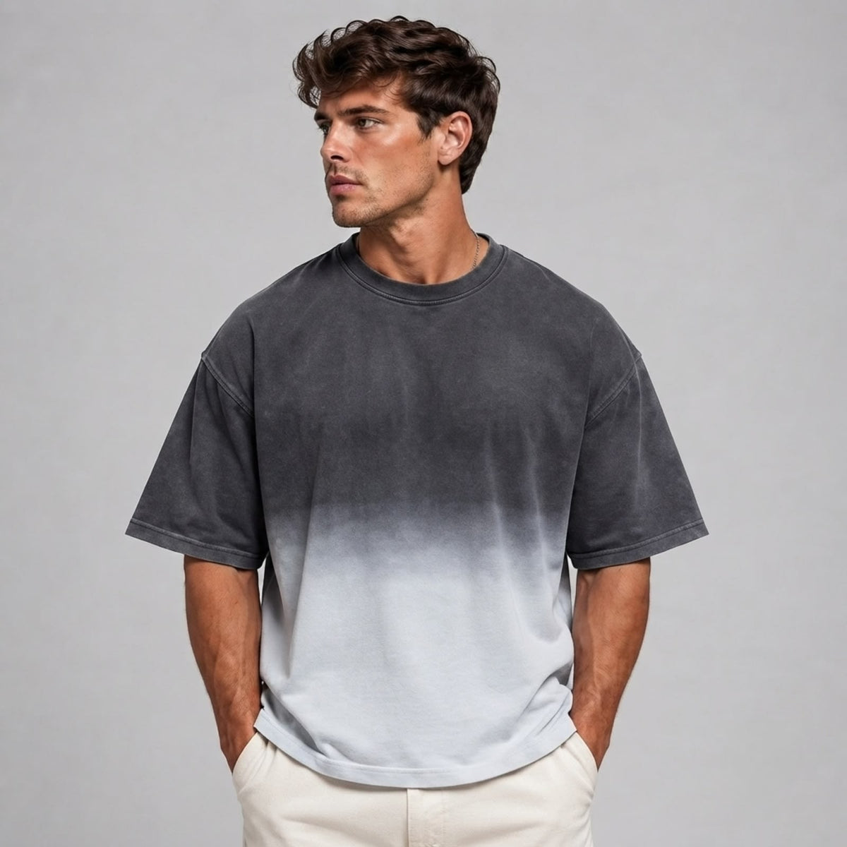 Premium Ombre Fade Oversized Boxy Fit T-Shirt | Heavyweight 100% Cotton Streetwear Tee | 240 GSM