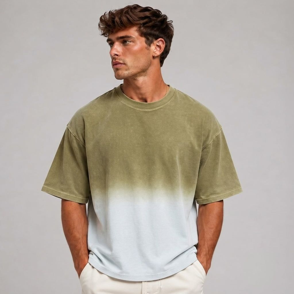 Premium Ombre Fade Oversized Boxy Fit T-Shirt | Heavyweight 100% Cotton Streetwear Tee | 240 GSM