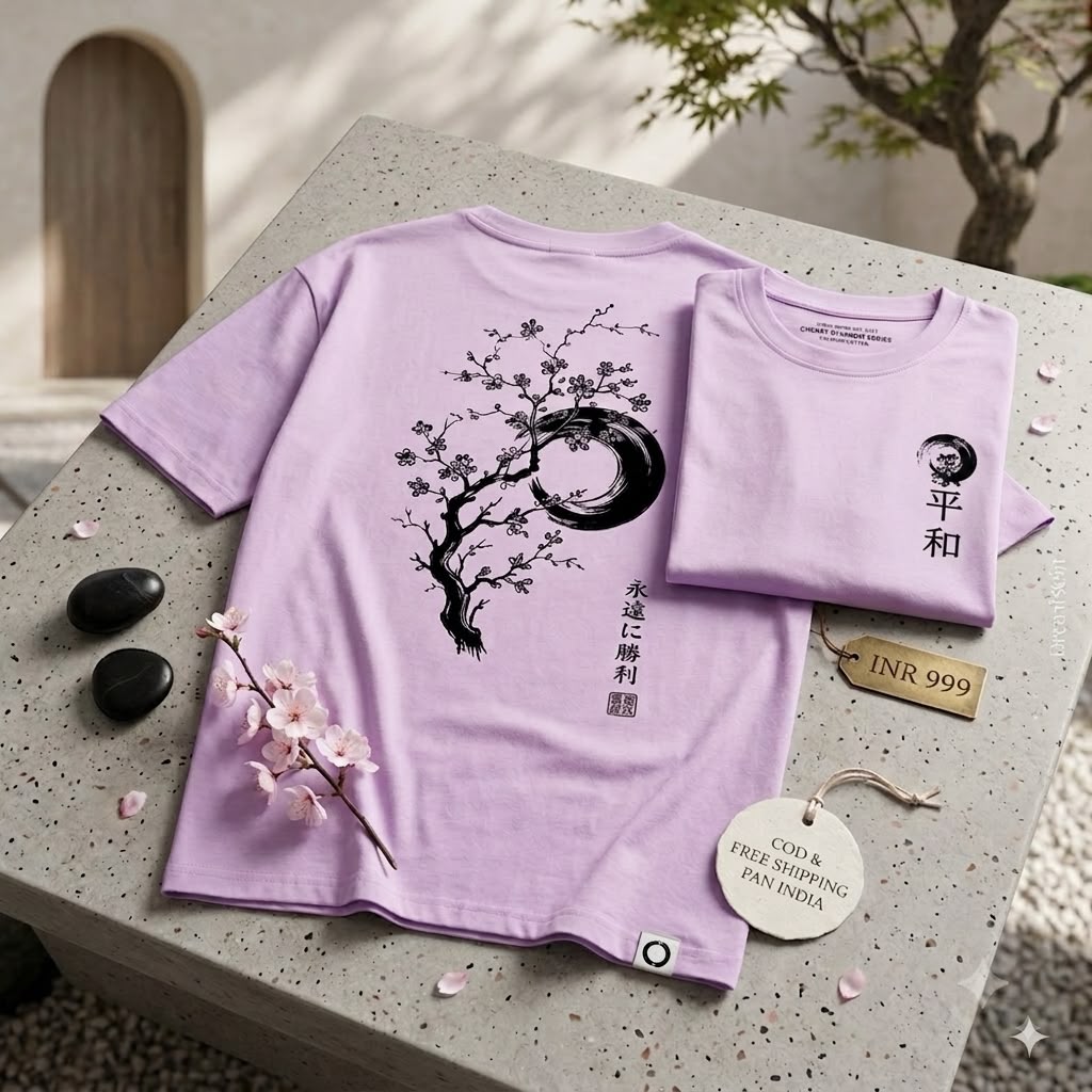 Premium Japanese-Inspired Lavender Oversized T-Shirt | 100% Cotton, 240 GSM Streetwear