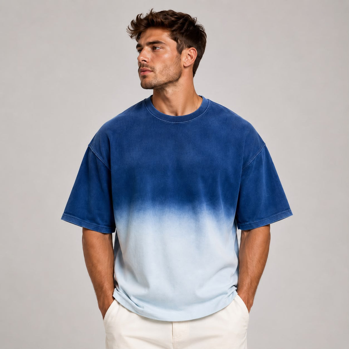 Premium Ombre Fade Oversized Boxy Fit T-Shirt | Heavyweight 100% Cotton Streetwear Tee | 240 GSM