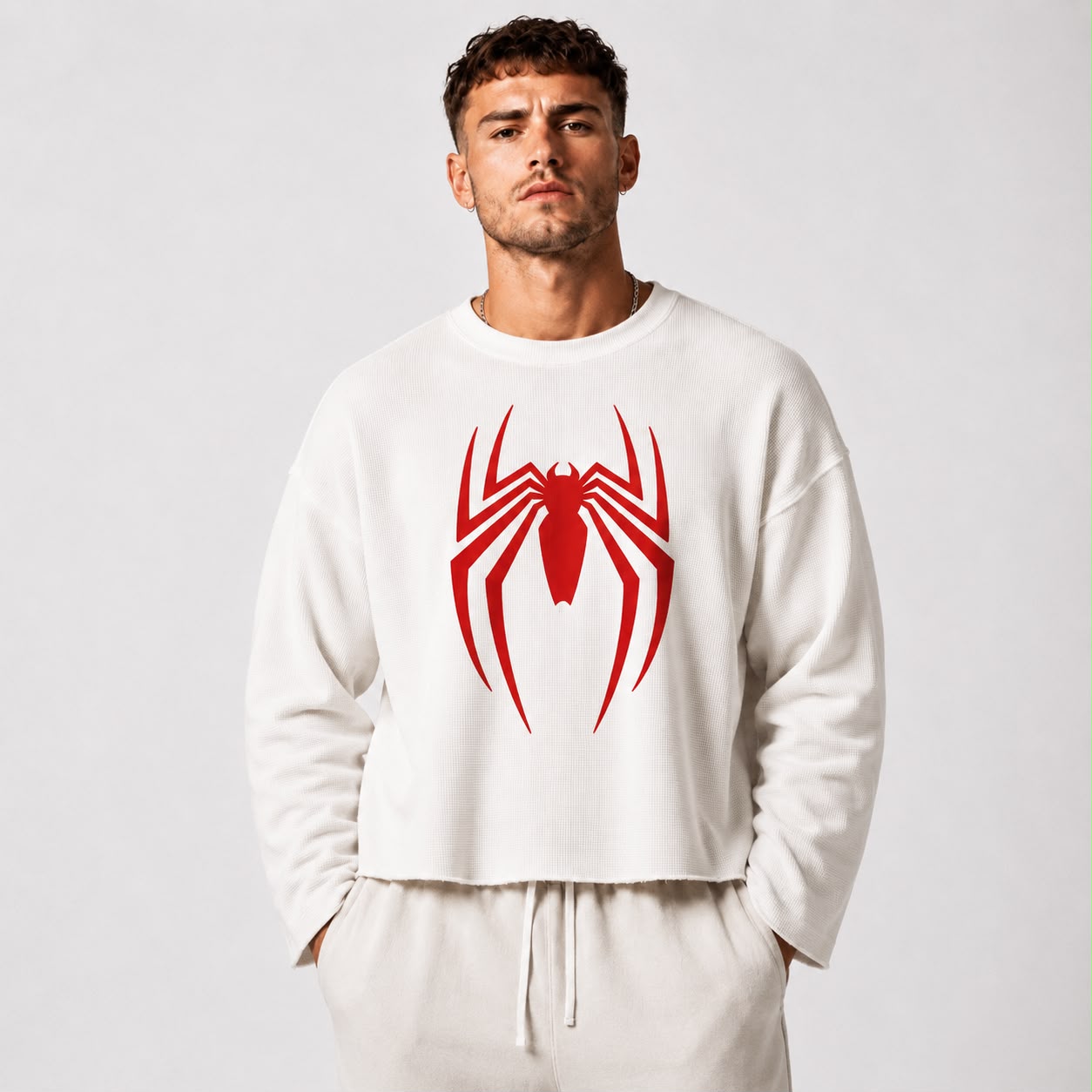 Spider-Man Boxy Fit Waffle Oversized T-Shirt | Premium Streetwear Sweatshirt